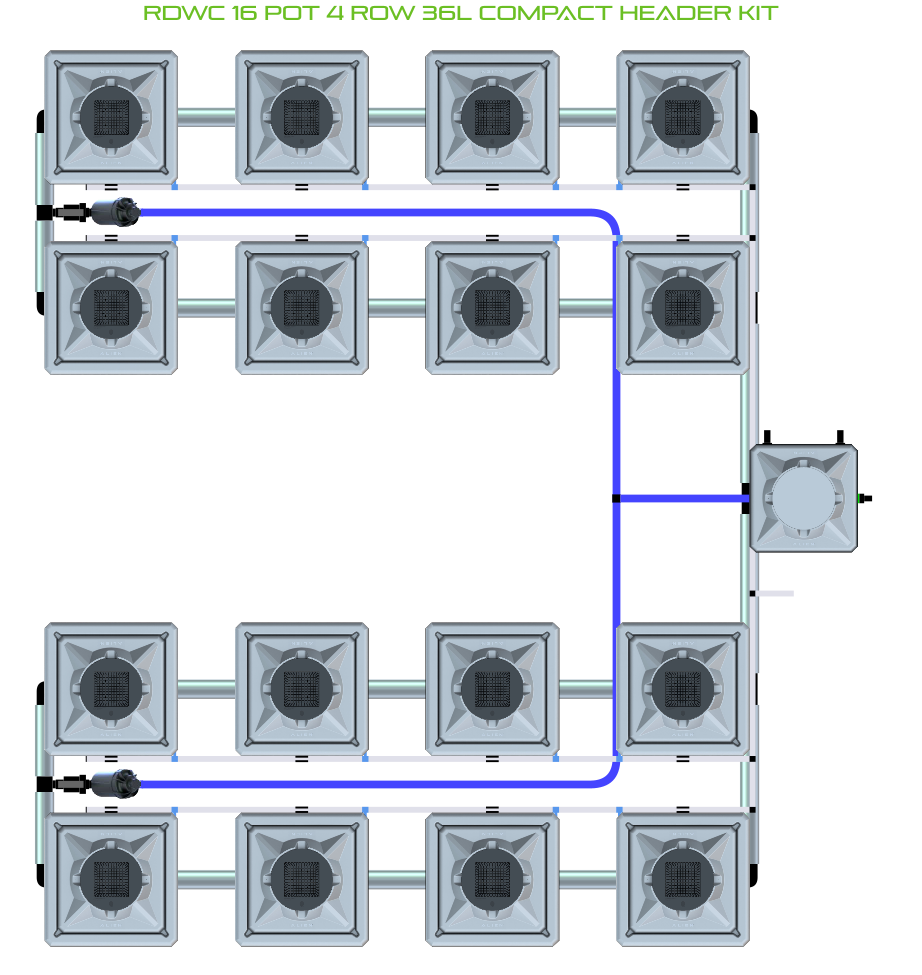 RDWC 16 Pot 4 Row Kit