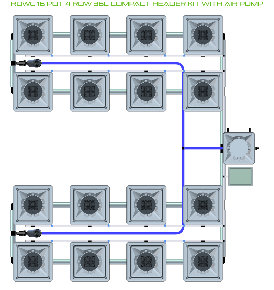 RDWC 16 Pot 4 Row Kit