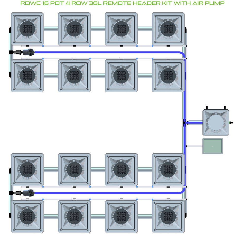 RDWC 16 Pot 4 Row Kit