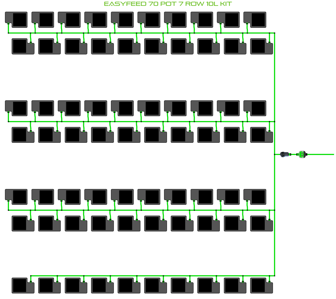 7 Rows ALIEN EasyFeed 70 Pot 7 Row Kit – Alien Hydroponics