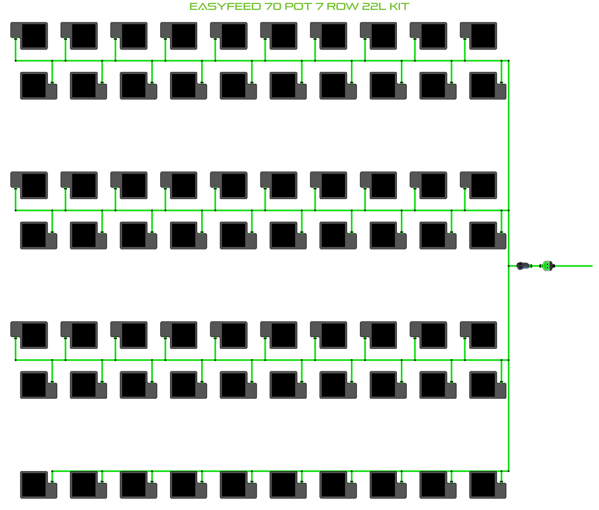 7 Rows ALIEN EasyFeed 70 Pot 7 Row Kit – Alien Hydroponics