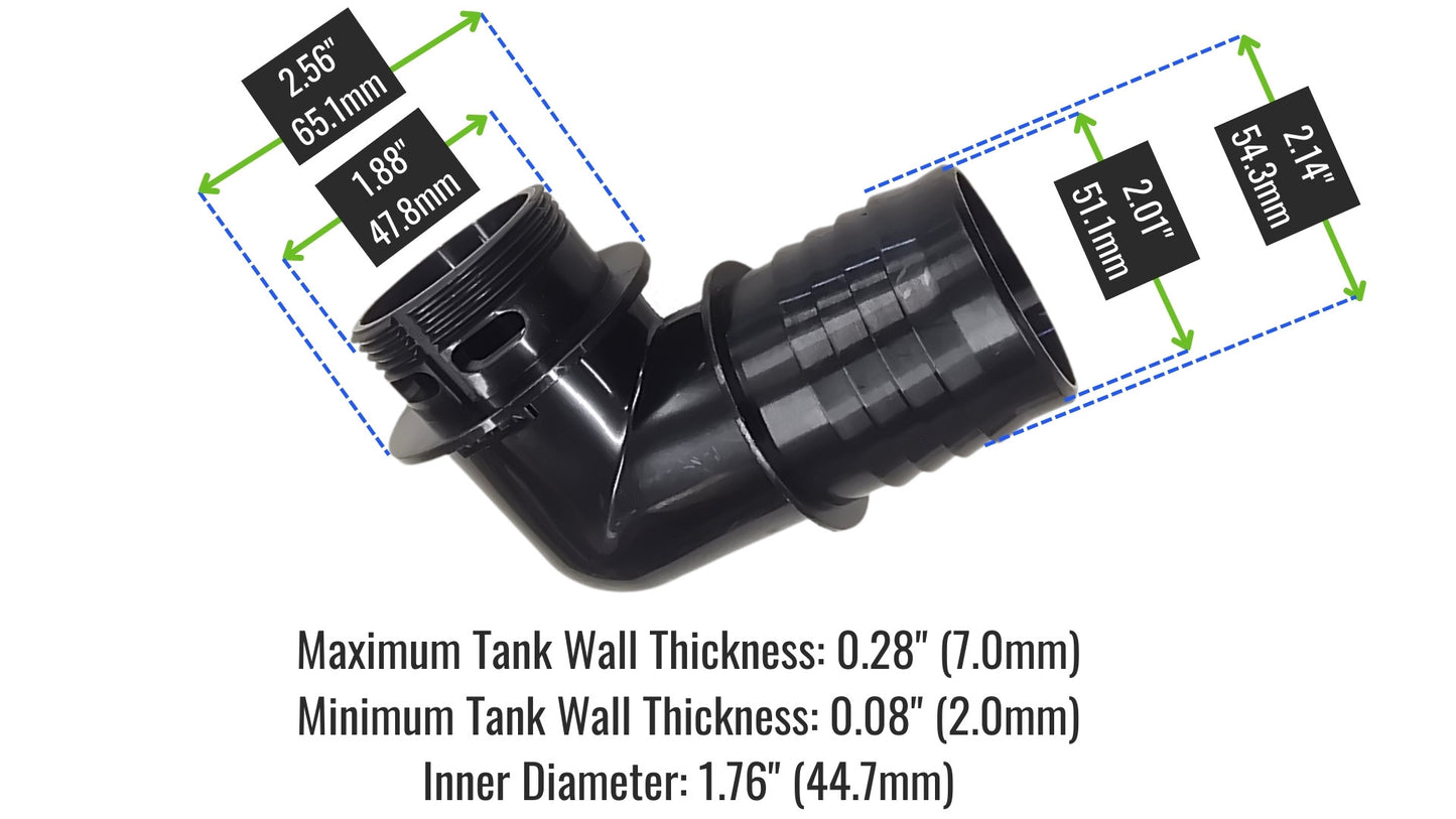 50mm / 2" Barbed Elbow Bulkhead Fitting