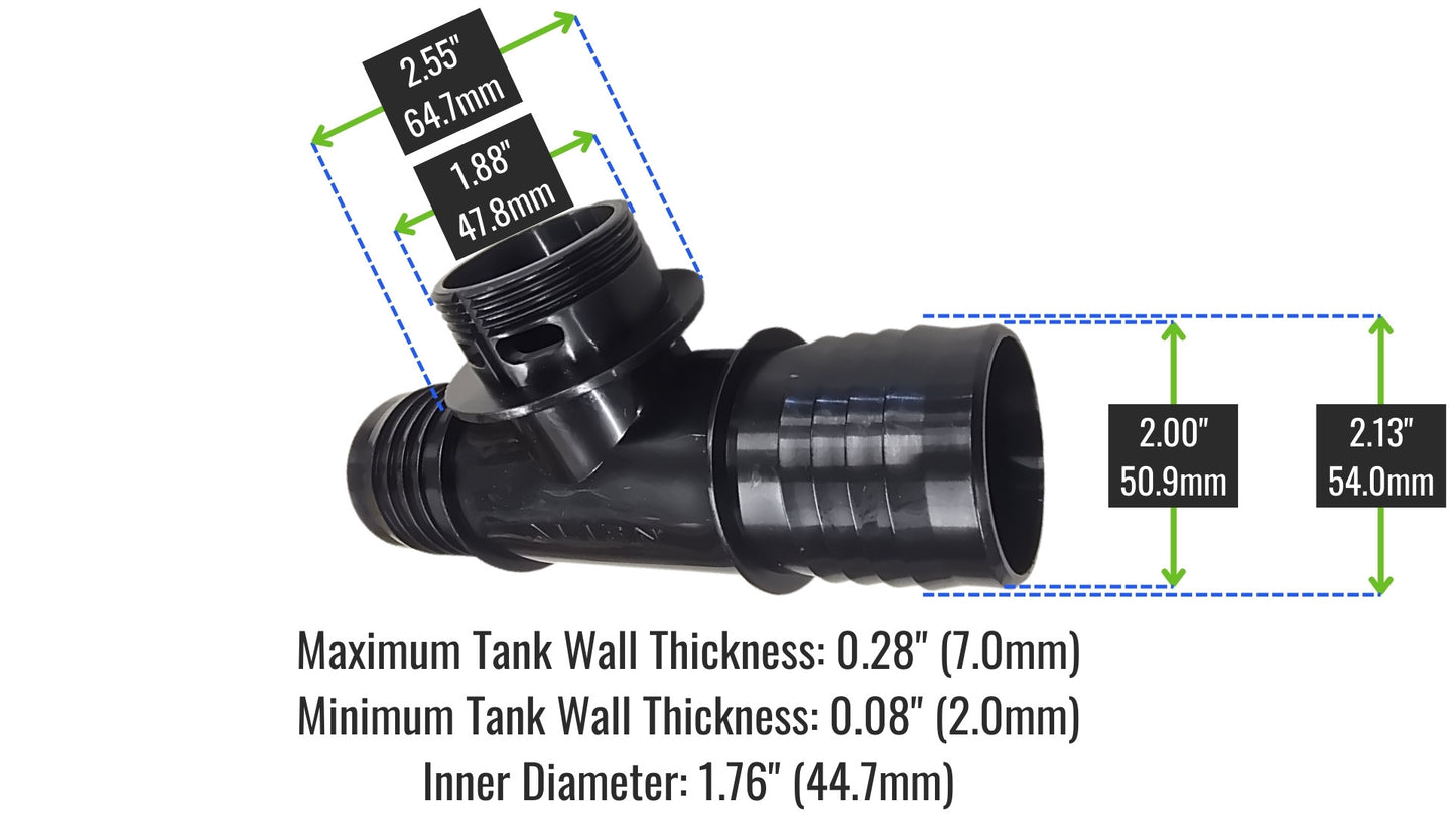 50mm / 2" Barbed Tee Bulkhead Fitting