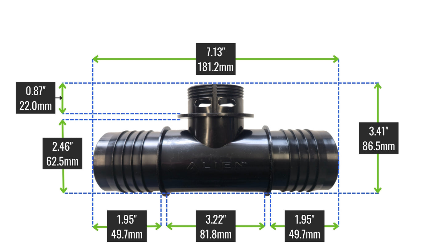 50mm / 2" Barbed Tee Bulkhead Fitting